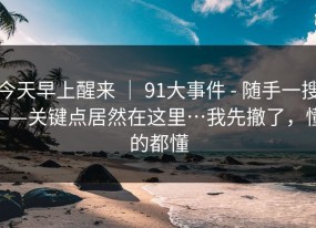 今天早上醒来 ｜ 91大事件 - 随手一搜——关键点居然在这里…我先撤了，懂的都懂