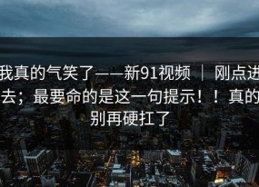 我真的气笑了——新91视频 ｜ 刚点进去；最要命的是这一句提示！！真的别再硬扛了