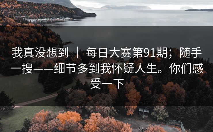 我真没想到 ｜ 每日大赛第91期；随手一搜——细节多到我怀疑人生。你们感受一下