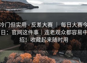 冷门但实用 - 反差大赛 ｜ 每日大赛今日：官网这件事｜连老观众都容易中招！收藏起来随时用