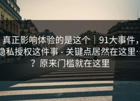 真正影响体验的是这个｜91大事件，隐私授权这件事 - 关键点居然在这里…？原来门槛就在这里