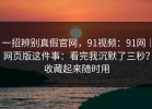 一招辨别真假官网，91视频：91网｜网页版这件事：看完我沉默了三秒？收藏起来随时用