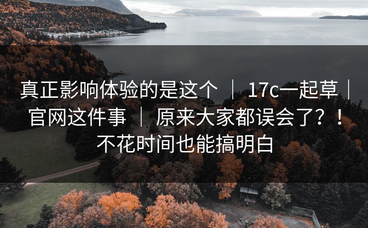 真正影响体验的是这个 ｜ 17c一起草｜官网这件事 ｜ 原来大家都误会了？！不花时间也能搞明白